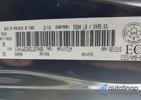 2014 Jeep Wrangler Unlimited Sahara z USA, uszkodzony, nr VIN 1C4HJWEGXEL237495